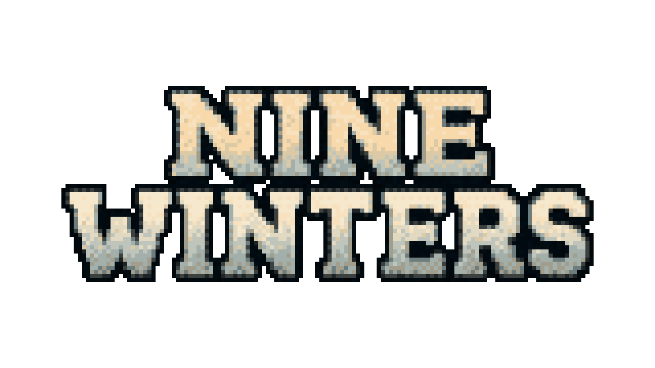 배경이 비치는 Nine Winters 워드마크.