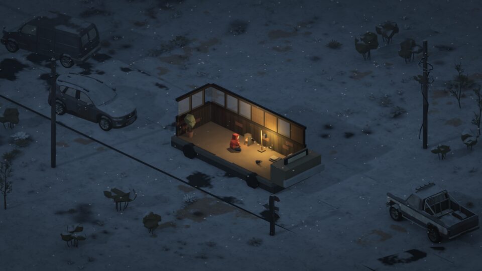 Nine Winters 버스 거처, 눈 오는 밤 · 넓은 시점